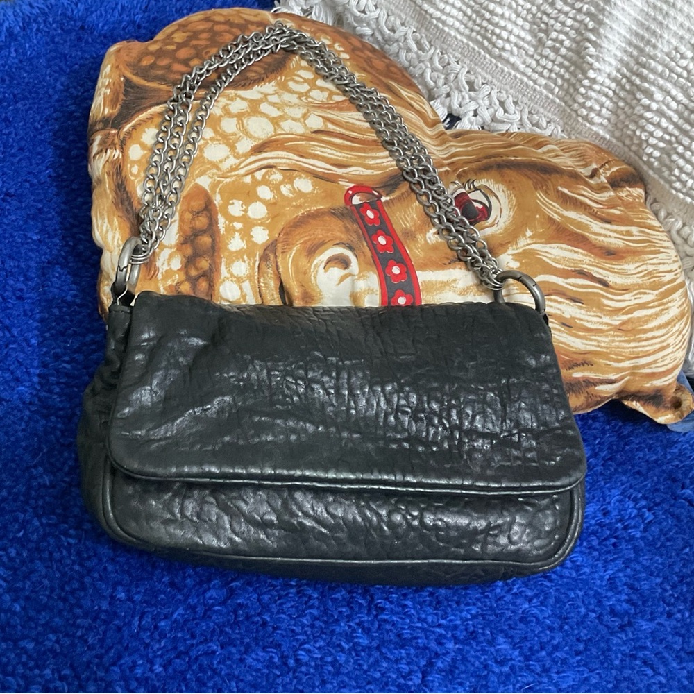 AllSaints Chain Strap Black Leather Shoulder Bag